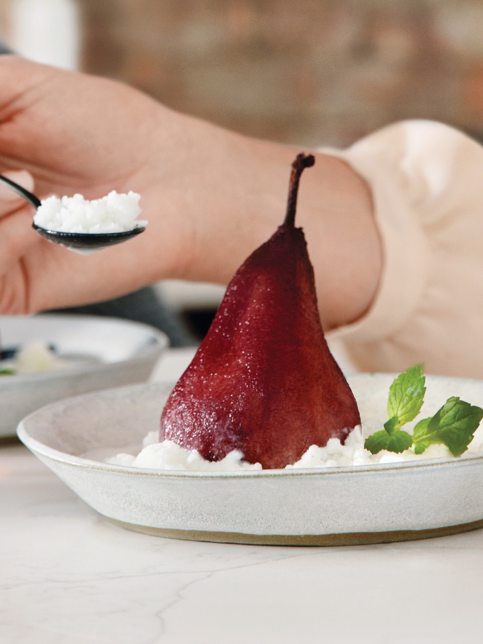 Honey-Roasted Pears with Buttermilk Snow