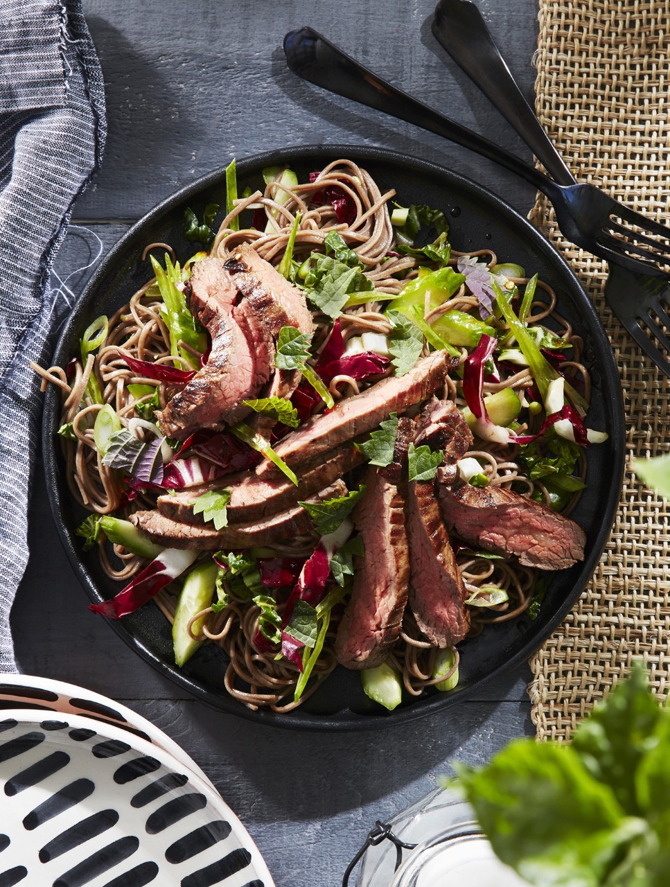 Japanese Noodle and Vegetable Salad with Flank Steak