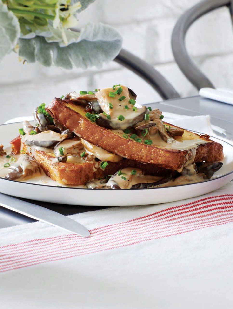 Parmesan French Toast with Mushroom Fricassée