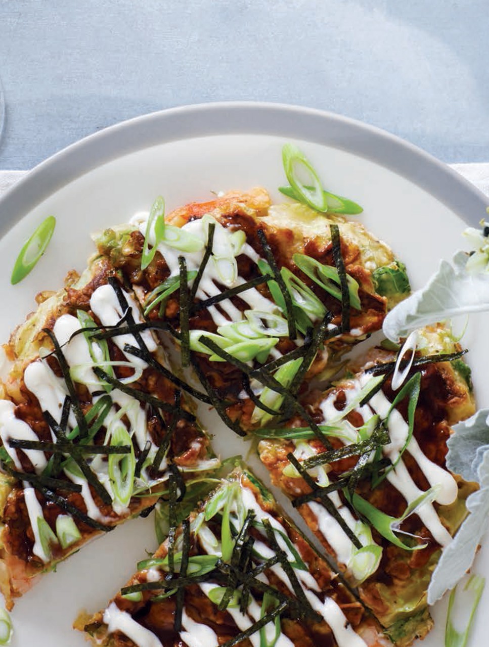 Shrimp Okonomiyaki with Umami Sauce And Nori