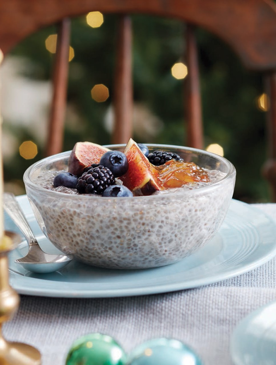 Almond-Horchata-Chia Pudding with Dark Fruits