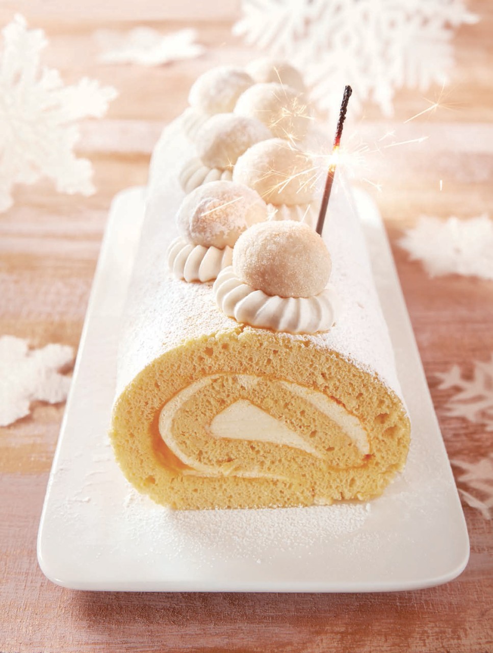 Coconut and Passion‑Fruit Roulade with Coconut Cookies