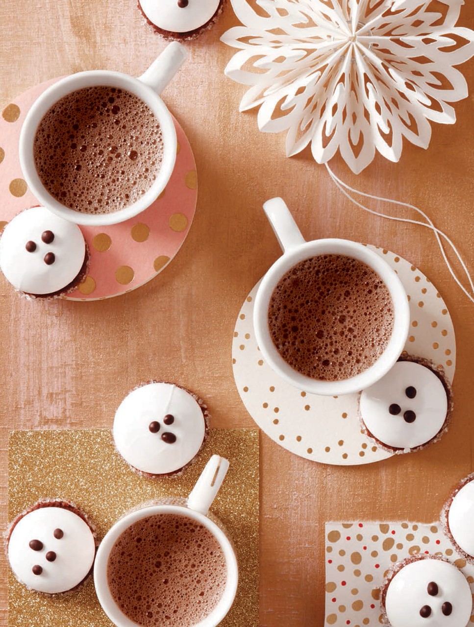 Foamy Hot Chocolate with Peppermint Marshmallow Cookies
