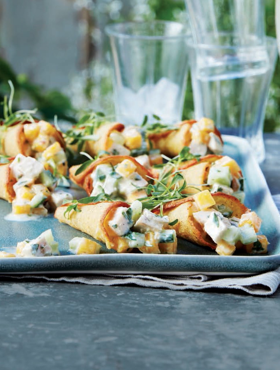 Curried Coconut Tuile Cones with Chicken Salad