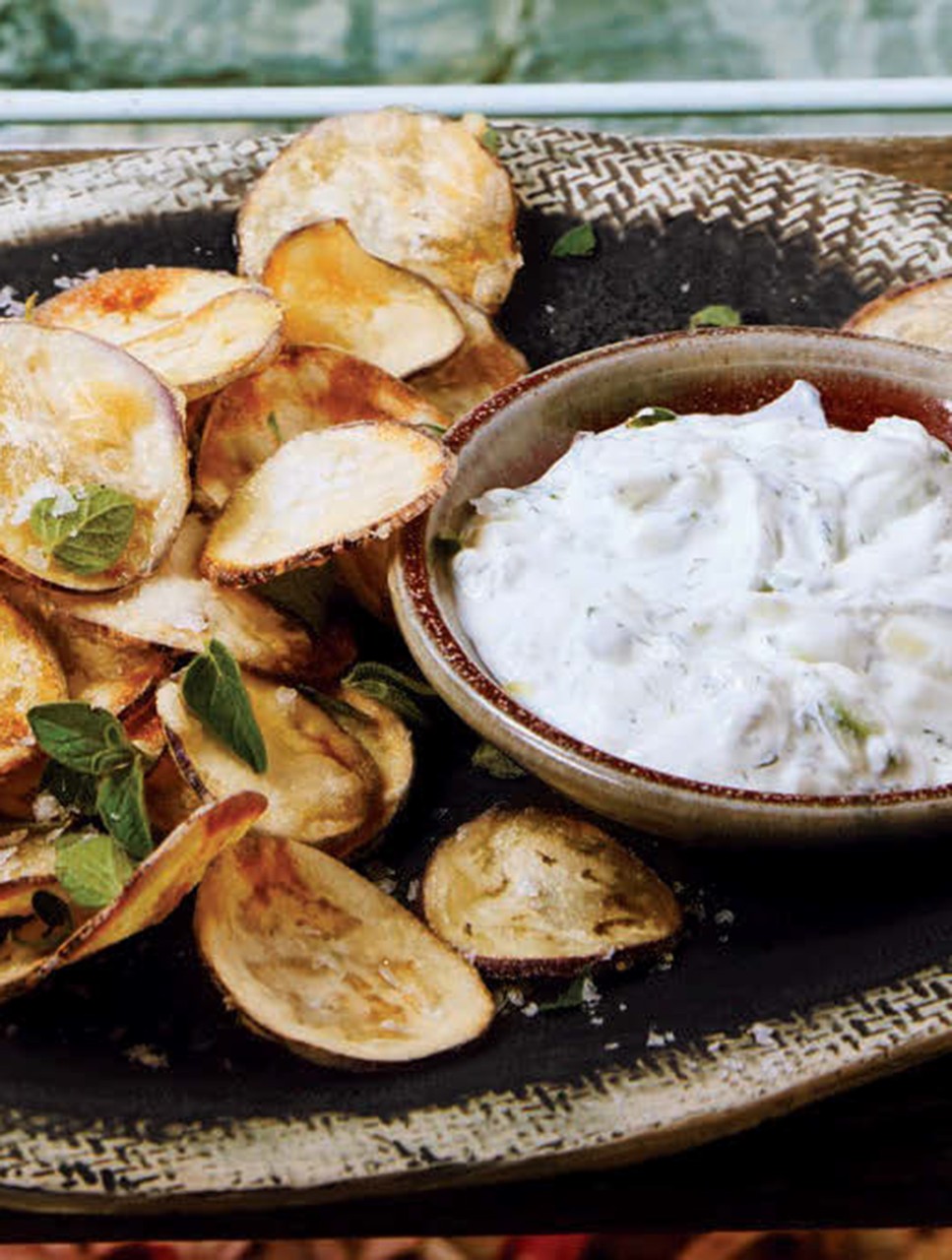 Eggplant Chips with Tzatziki