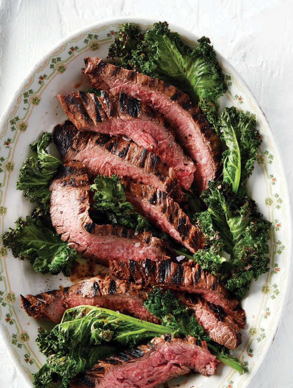 Late-Harvest Wine-Marinated Steak with Grilled Greens