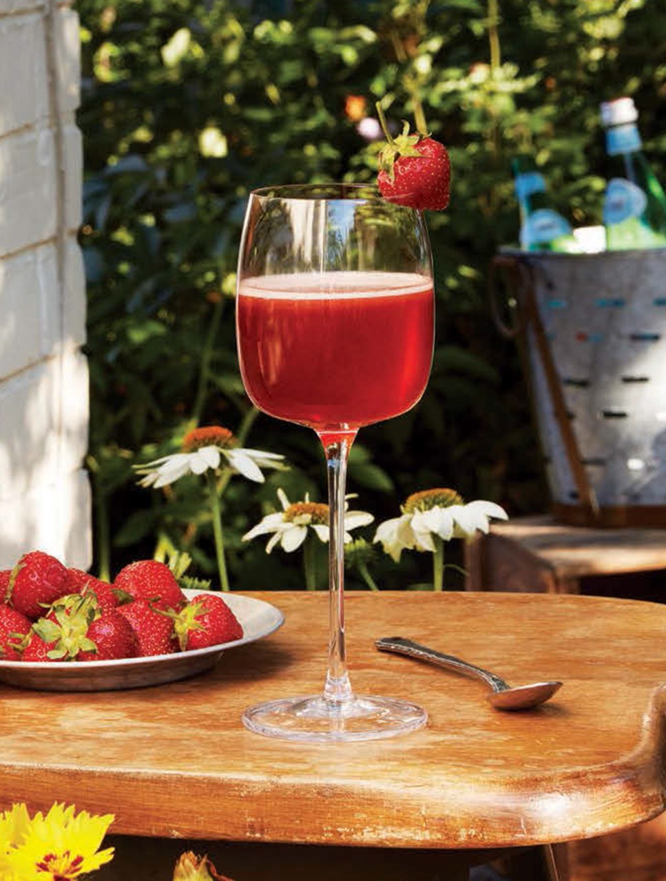 Hibiscus-Strawberry Shrub & Sweet Wine Soda