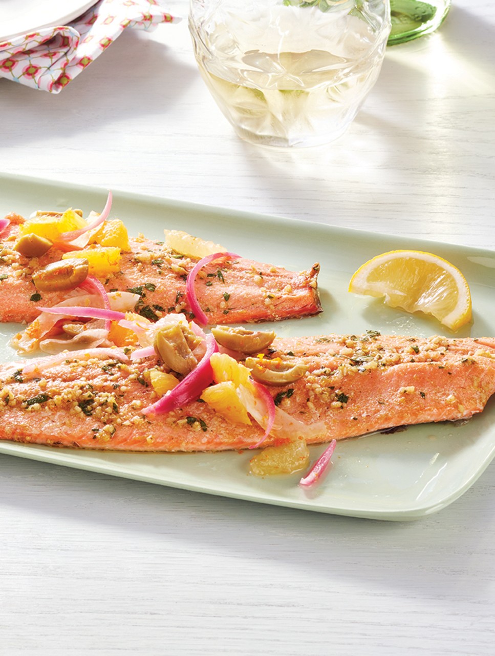 Slow-Roasted Trout with Olive & Citrus Salsa