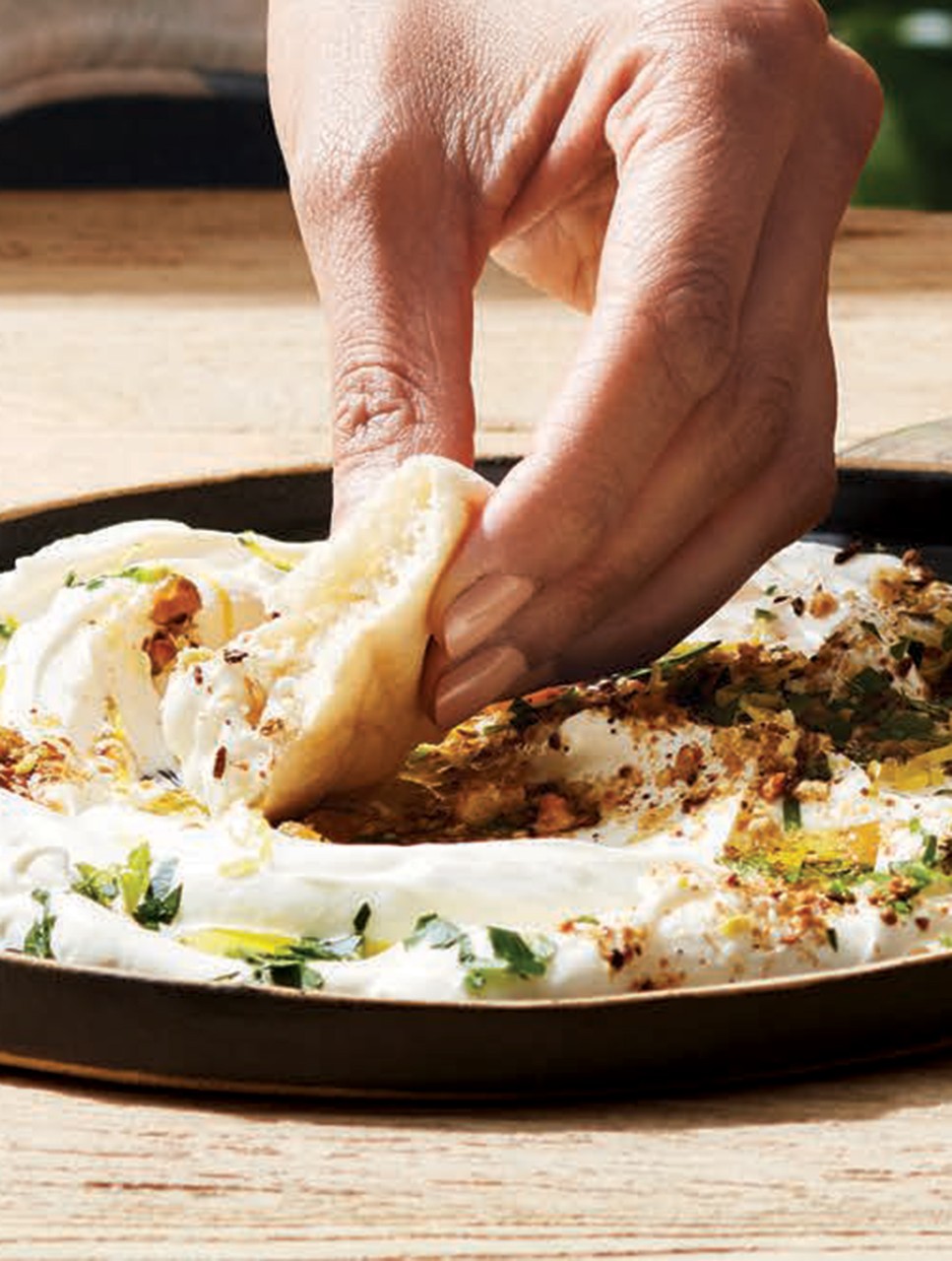 Dukkah-Topped Labneh with Pita Mop