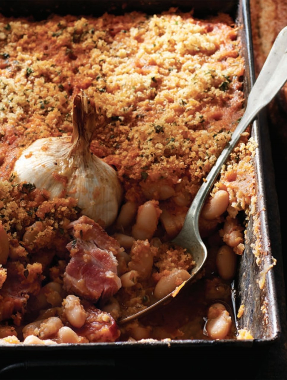 Cassoulet-Style Baked Beans with Bacon & Garlic