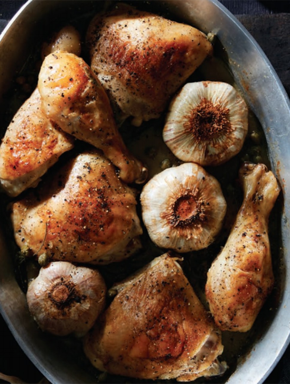 Slow-Roasted Chicken with Four Heads of Garlic