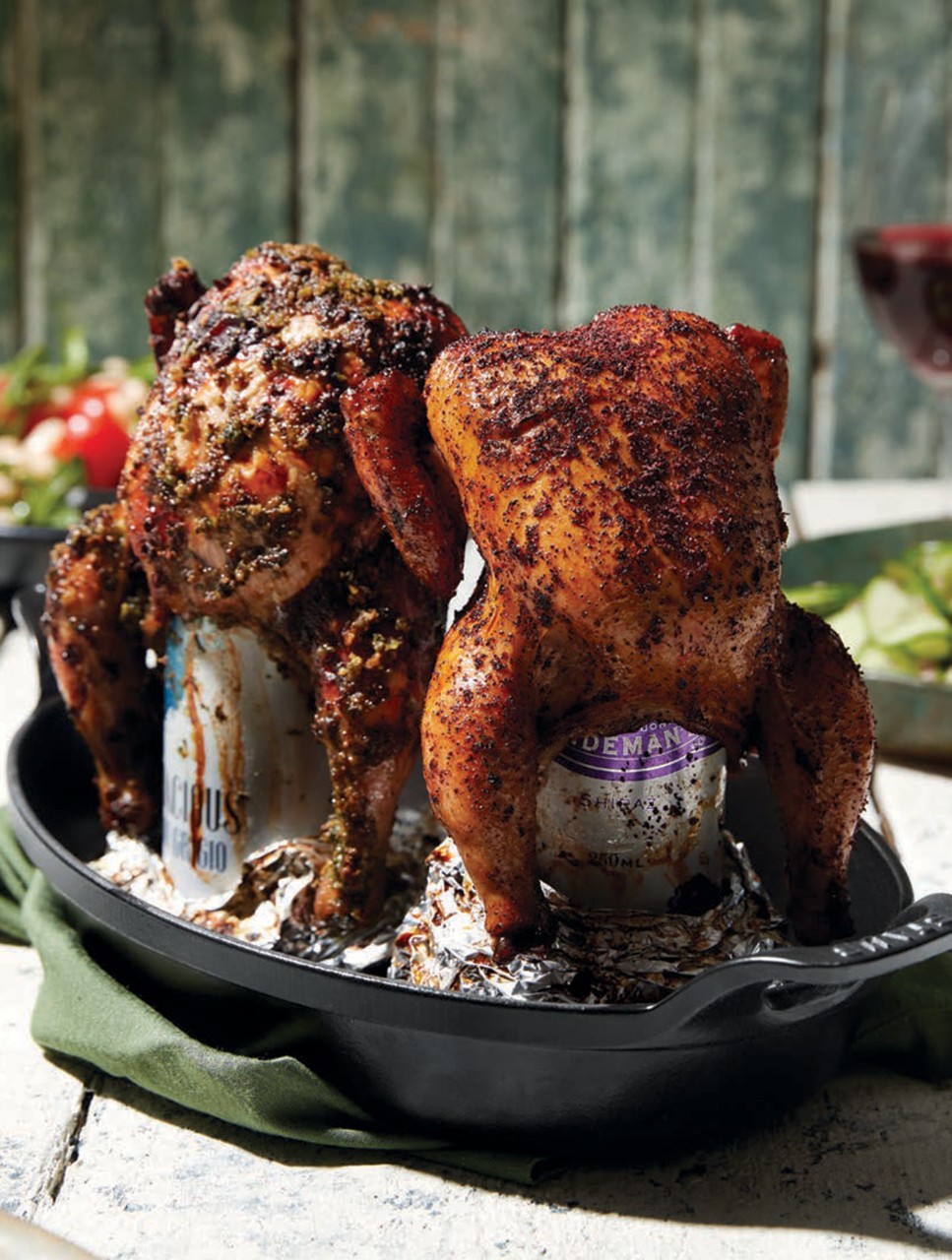 Wine Can Cornish Hens with Parsley, Honey & Pecans