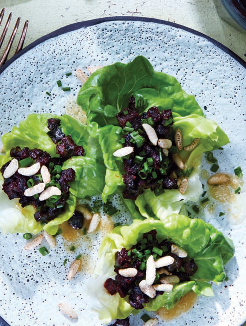 Beet Tartare with Lettuce Cups