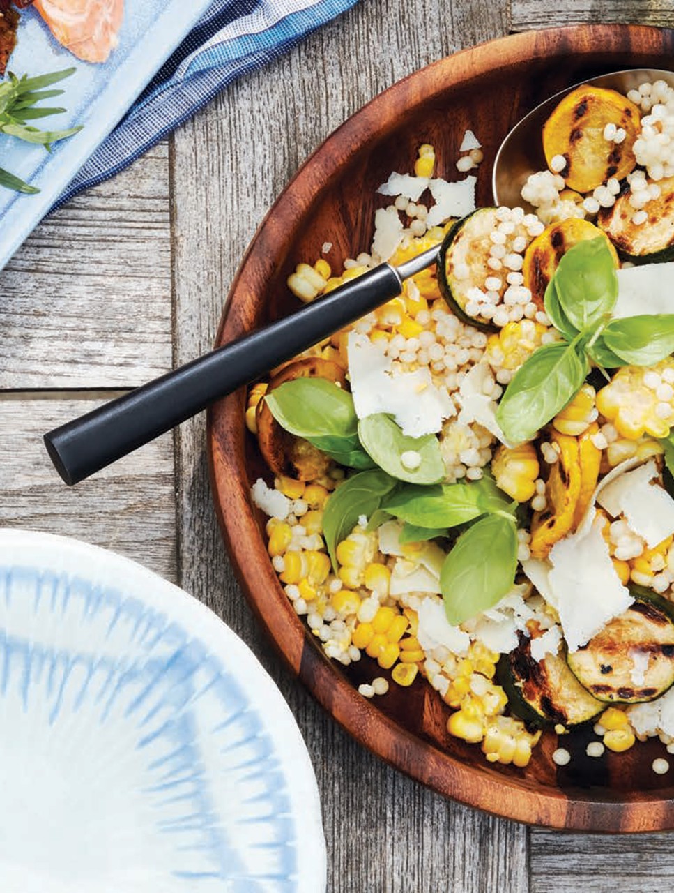 Pearl Couscous Salad with Corn, Zucchini & Basil