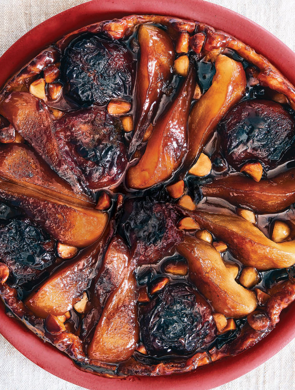 Pear & Plum Tarte Tatin with Macadamias 