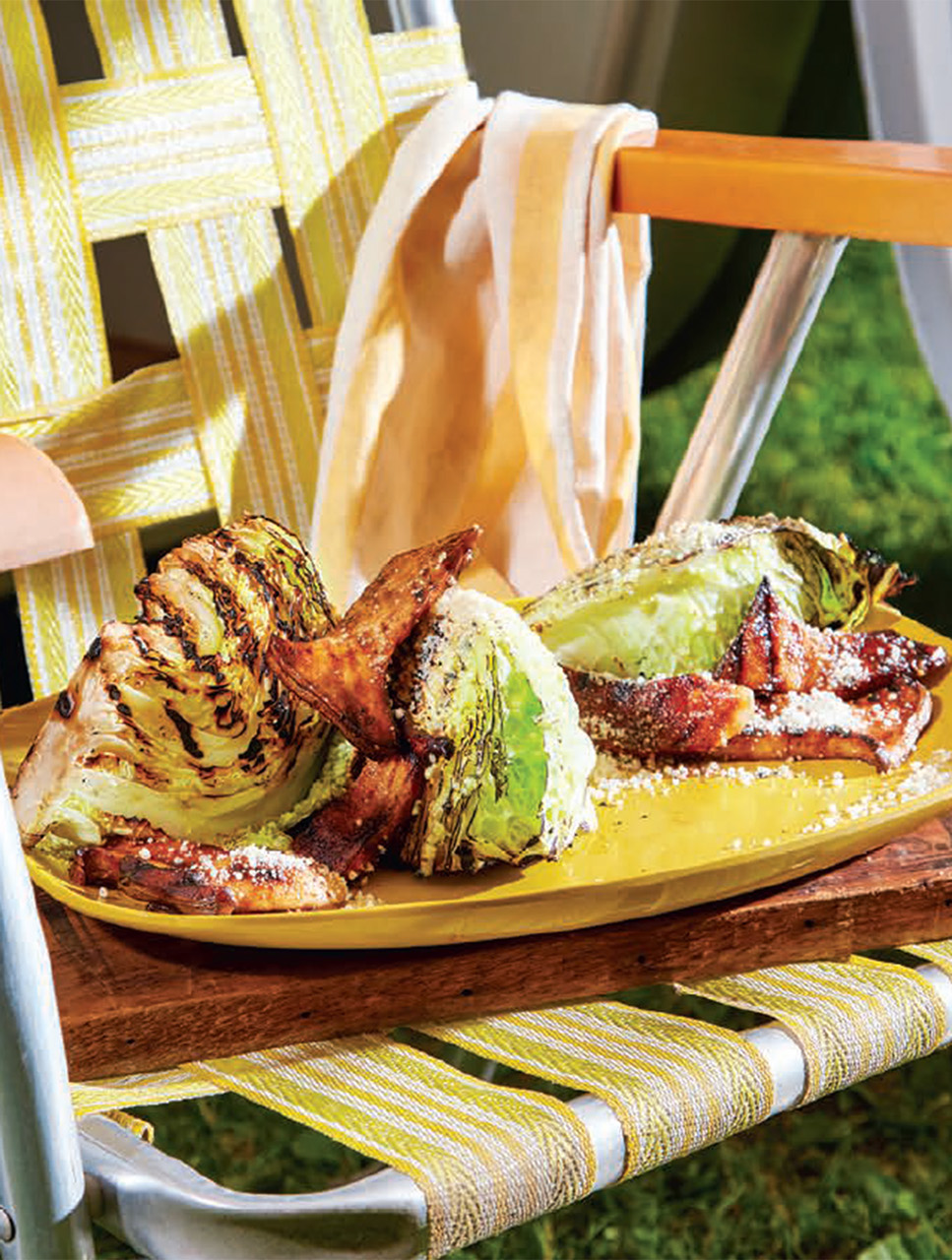 Grilled Cabbage Caesar with Mushroom “Bacon”
