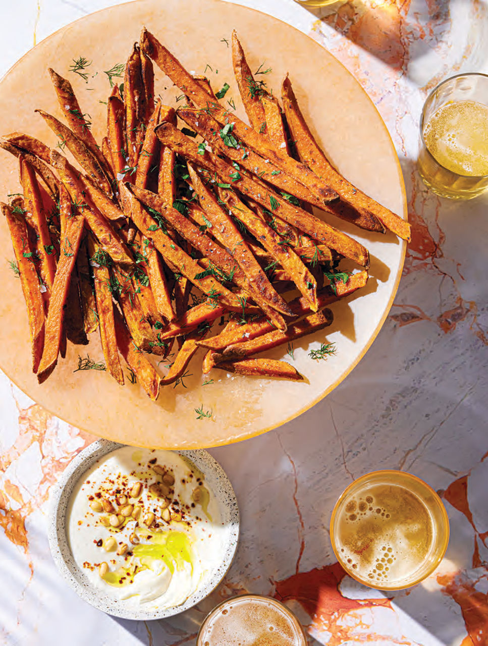 Baked Greek Sweet Potato Fries with Whipped Feta Dip