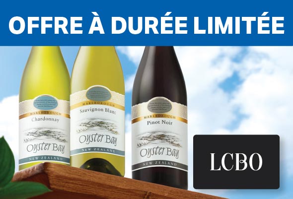 Achetez au moins 6 bouteilles de vins Oyster Bay et obtenez une carte-cadeau virtuelle de 20 $ de la LCBO
