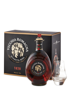 Ensemble-cadeau Brandy Nera Breton Vecchia Romagna avec verre