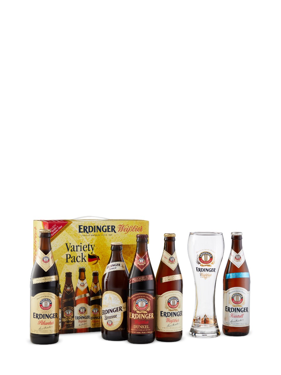 erdinger beer and glass set